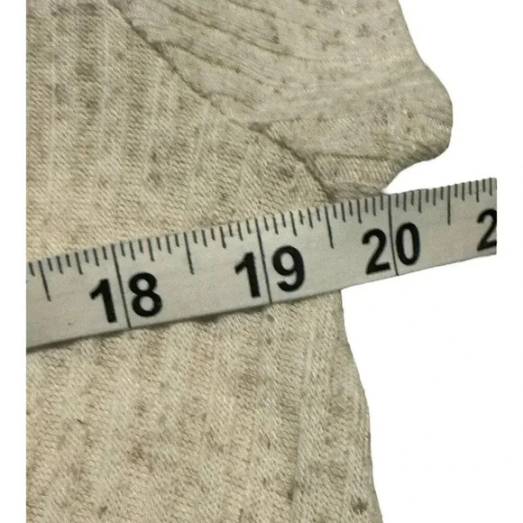 Alya Women’s Large Cream Tie Front Button Front Lace V-Neck Ribbed Knit Top - Picture 5 of 7